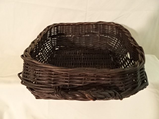 #158 Indian Antique Handmade Herb Gathering Basket - 12" square x 5" plus curved handle on one side